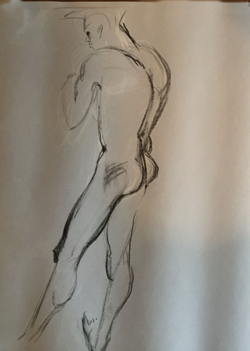 Nude - no 2 - Framed, pewter frame
Life drawing in Caran D'Ache oil pencils
(Ref 4)